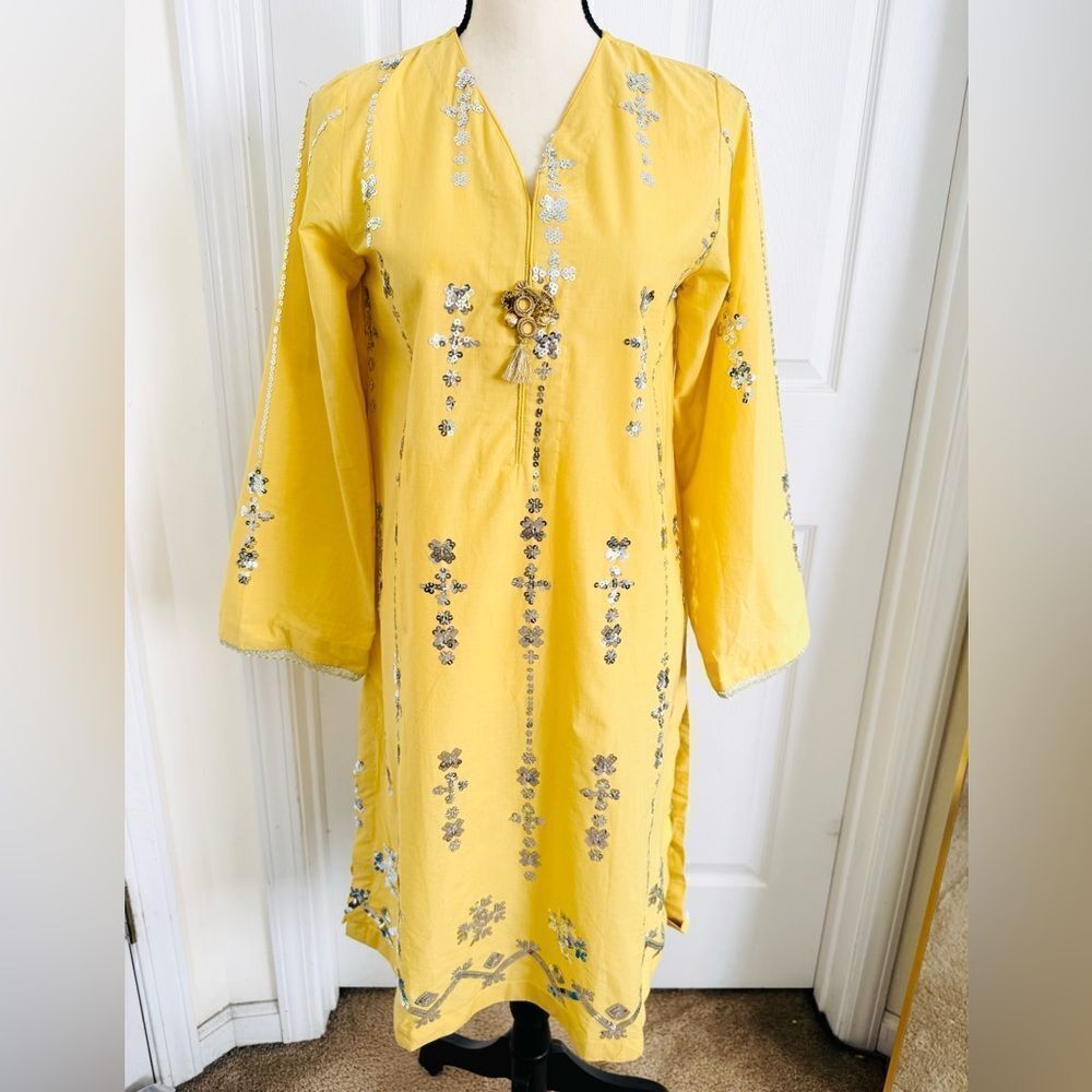 ETHNC PK PAKISTANI DESIGNER EMBROIDERED SHIRT KURTA - Picture 7 of 10